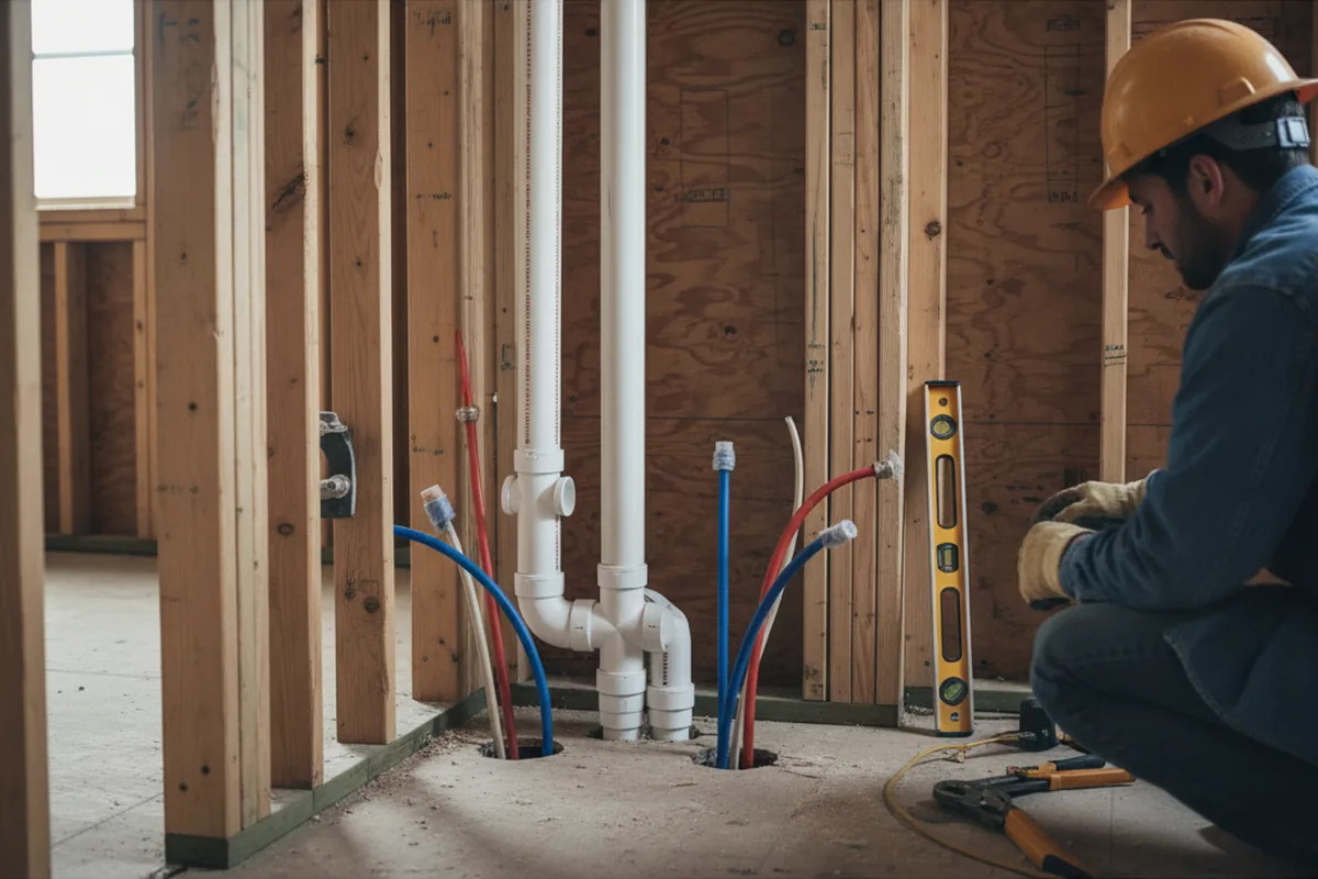 Drain and supply rough-in during Leak Detection in Allenton